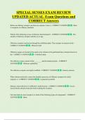 SPECIAL SENSES EXAM REVIEW UPDATED ACTUAL Exam Questions and  CORRECT Answers