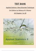TEST BANK for  Applied Statistics I Basic Bivariate Techniques 3rd Edition by Rebecca M&period; Warner All Chapters 1 to 18 Complete GRADED A&plus;