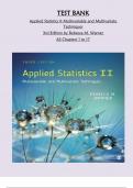 TEST BANK for  Applied Statistics II Multivariable and Multivariate  Techniques 3rd Edition by Rebecca M&period; Warner  All Chapters 1 to 17 Complete