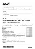 AQA GCSE FOOD PREPARATION AND NUTRITION Paper 1 JUNE 2024 QUESTION PAPER AND MARK SCHEME