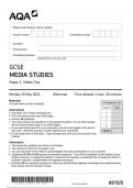 AQA GCSE MEDIA STUDIES Paper 2 JUNE 2024 QUESTION PAPER AND MARK SCHEME