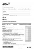 AQA GCSE MUSIC Component 1 JUNE 2024 QUESTION PAPER AND MARK SCHEME