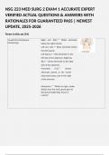 NSG 223 MED SURG 2 EXAM 1 ACCURATE EXPERT VERIFIED ACTUAL QUESTIONS & ANSWERS WITH RATIONALES FOR GUARANTEED PASS &vert; NEWEST UPDATE&comma; 2025-2026  