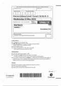 Pearson Edexcel Level 1&sol;Level 2 GCSE &lpar;9&ndash;1&rpar; Physics PAPER 1 Foundation Tier JUNE 2024 QUESTION PAPER AND MARK SCHEME