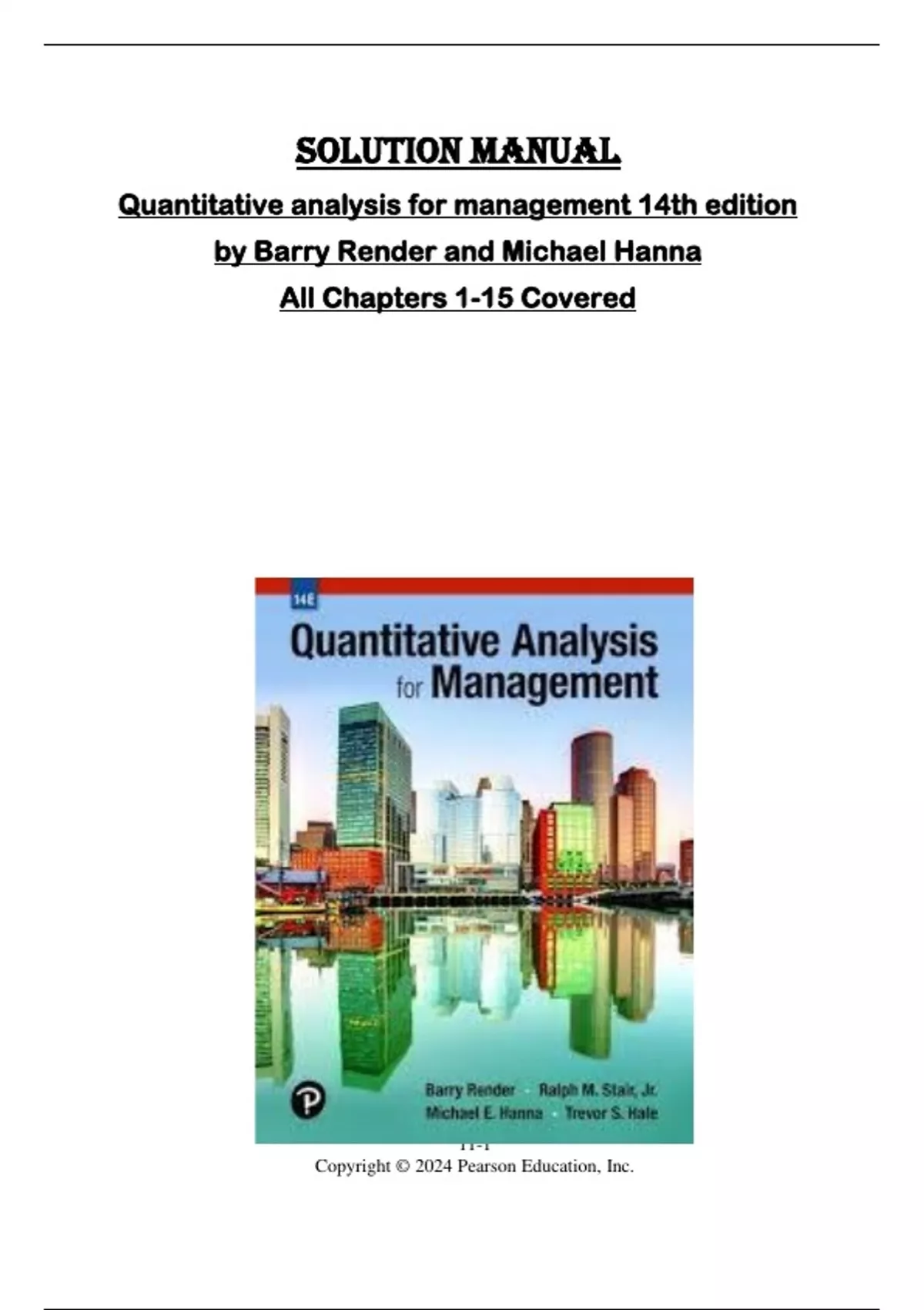 Solution manual for Quantitative analysis for management 14th edition ...