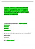 ALU 101 BOOK EXAM WITH CORRECT ACTUAL QUESTIONS AND CORRECTLY WELL DEFINED ANSWERS LATEST 2025  ALREADY GRADED A&plus; 