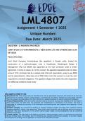 LML4807 Assignment 1 (ANSWERS) Semester 1 2025 - DISTINCTION GUARANTEED