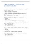 LAB FINAL EXAM QUESTIONS AND CORRECT ANSWERS