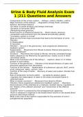 Urine & Body Fluid Analysis Exam 1 &vert;211 Questions and Answers