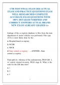 CTR TEST FINAL EXAM 2024 ACTUAL  EXAM AND PRACTICE QUESTIONS EXAM  WELL RESEARCHED COMPLETE  ACCURATE EXAM QUESTIONS WITH 100&percnt; DETAILED VERIFIED AND  CORRECT ANSWERS ACTUAL BRANDNEW EXAM ALREADY GRADED A&plus;