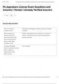 PA Appraisers License Exam Questions and Answers &vert; Version &vert; Already Verified Answers