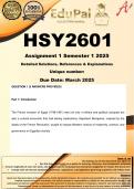 HSY2601 Assignment 1 &lpar;COMPLETE ANSWERS&rpar; Semester 1 2025 - DUE March 2025