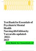  Exam &lpar;elaborations&rpar; Test Bank for Essentials of Psychiatric Mental Health Nursing 4th Edition by Varcarolis-updated-2022- 2023
