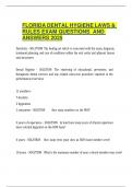 FLORIDA DENTAL HYGIENE LAWS & RULES EXAM QUESTIONS AND  ANSWERS 2025