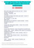 Giant Eagle Pharmacy Tech Qualification Exam Fall 2025-2026&period; Questions with correct and verified Answers&period; A&plus; GRADED