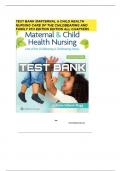 TEST BANK FOR MATERNAL & CHILD HEALTH NURSING&colon; CARE OF THE CHILDBEARING & CHILDREARING FAMILY 9TH EDITION SILBERT FLAGG &lpar;ALL CHAPTERS&rpar; A GUIDE