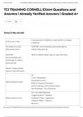 TCI TRAINING CORNELL EXAM Questions and Answers &vert; Already Verified Answers &vert; Graded A&plus;
