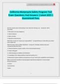 California Motorcycle Safety Program Test Exam Questions And Answers &vert;Latest 2025 &vert; Guaranteed Pass&period;