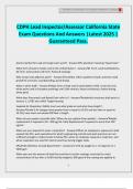 CDPH Lead Inspector&sol;Assessor California State Exam Questions And Answers &vert;Latest 2025 &vert; Guaranteed Pass&period;