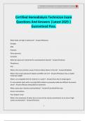 Certified Hemodialysis Technician Exam Questions And Answers &vert;Latest 2025 &vert; Guaranteed Pass&period;