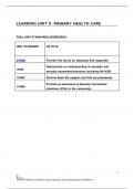 LEARNING UNIT 9 &ndash;PRIMARY HEALTH CARE