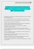 Certified Parks and Recreation Professional &lpar;CPRP&rpar; Exam Questions And Answers &vert;Latest 2025 &vert; Guaranteed Pass&period;