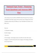 National Topic Tester &ndash; Financing Exam Questions and Answers 100&percnt; Pass