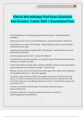 Clinical Microbiology Final Exam Questions And Answers &vert;Latest 2025 &vert; Guaranteed Pass&period;