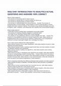 WGU D491 INTRODUCTION TO ANALYTICS ACTUAL QUESTIONS AND ANSWERS 100&percnt; CORRECT 