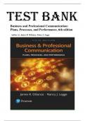 Test Bank For Business and Professional Communication Plans&comma; Processes&comma; and Performance 6th Edition By James R&period; DiSanza &lpar;All Chapters Covered&rpar;