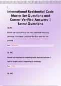 International Residential Code  Master Set Questions and  Correct Verified Answers &vert;  Latest Questions