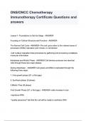 ONS-ONCC Chemotherapy Immunotherapy Certificate Questions and answers