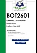 BOT2601 Assignment 1 &lpar;QUALITY ANSWERS&rpar; Semester 1 2025