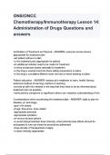 ONS ONCC Chemotherapy Immunotherapy Lesson 14 Administration of drugs questions and answers