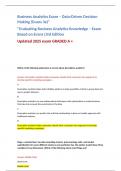 Business Analytics Exam &ndash; Data-Driven Decision Making &lpar;Evans 3e&rpar;" "Evaluating Business Analytics Knowledge &ndash; Exam Based on Evans &lpar;3rd Edition Updated 2025 exam GRADED A &plus;