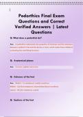 Pedorthics Final Exam Questions and Correct  Verified Answers &vert; Latest  Questions