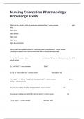Nursing Orientation Pharmacology Knowledge Exam Questions And Answers 100&percnt; Accurately Solved&period;