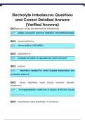 Electrolyte Imbalances Questions  and Correct Detailed Answers  &lpar;Verified Answers&rpar;