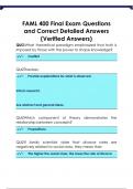 FAML 400 Final Exam Questions  and Correct Detailed Answers  &lpar;Verified Answers&rpar;