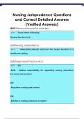 Nursing Jurisprudence Questions  and Correct Detailed Answers  &lpar;Verified Answers