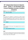 NY Independent General Adjuster  Exam - Series 17-70 Questions and  Correct Detailed Answers &lpar;Verified  Answers&rpar;