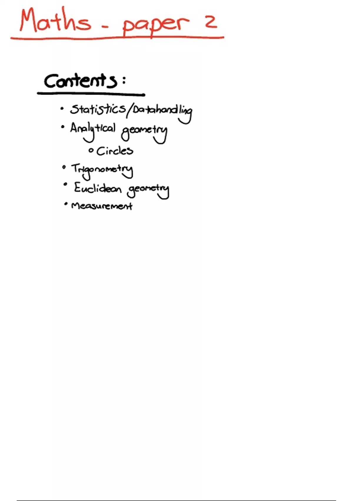 Math Summaries Example Summary Detailed Paper 2 Mathematics notes for grade 10 -12 ...