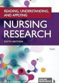 TEST BANK for Reading&comma; Understanding and Applying Nursing Research 6th Edition by James A&period; Fain - All Complete Chapters 1-15&comma; Updated 2024&comma;Guide A&plus;&vert;&vert; ISBN 9781719641821&period;