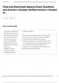 Fluid and Electrolyte Balance Exam Questions and Answers &vert; Already Verified Answers &vert; Graded A&plus;