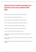 HOSA behavioral health knowledge Exam Questions and answers Updated 100&percnt; PASS