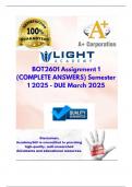 BOT2601 Assignment 1 &lpar;COMPLETE ANSWERS&rpar; Semester 1 2025 - DUE March 2025&semi; 100&percnt; TRUSTED Complete&comma; trusted solutions and explanations&period;