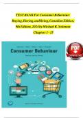 TEST BANK For Consumer Behaviour&colon; Buying&comma; Having&comma; and Being&comma; Canadian Edition&comma; 9th Edition&comma; 2024 by Michael R&period; Solomon&comma; Verified Chapters 1 - 15&comma; Complete Newest Version