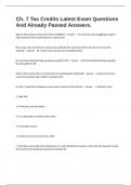Ch&period; 7 Tax Credits Latest Exam Questions And Already Passed Answers&period;