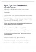 HCCP Final Exam Questions And Already Passed&period;