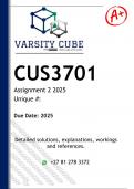 CUS3701 Assignment 2 &lpar;DETAILED ANSWERS&rpar; 2025 - DISTINCTION GUARANTEED